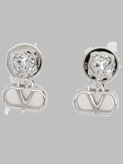 Valentino Garavani Vlogo Signature Crystal Earrings In Silver