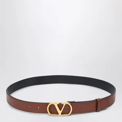 Valentino Garavani Vlogo Signature Deep Caramel Belt In Brown