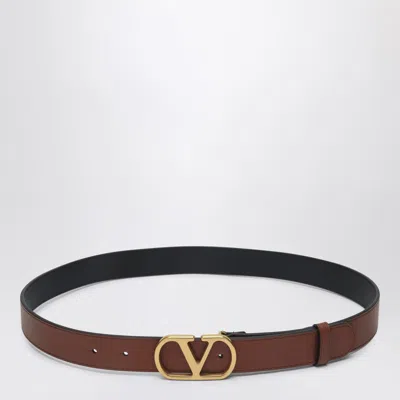 Valentino Garavani Vlogo Signature Deep Caramel Belt Women In Brown