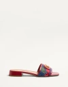 Valentino Garavani Vlogo Signature Denim Slide Sandal With Cherryfic Embroidery 20mm Woman Denim/mul