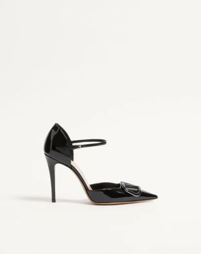 VALENTINO GARAVANI VALENTINO GARAVANI VLOGO SIGNATURE D'ORSAY PATENT LEATHER PUMPS 100MM WOMAN BLACK 41.5