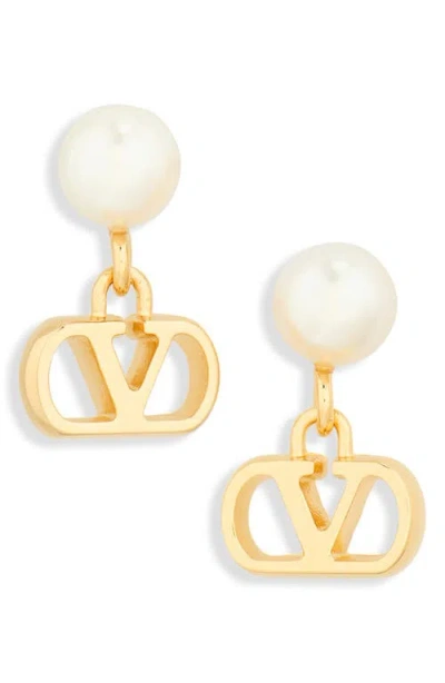 Valentino Garavani Vlogo Signature Drop Earrings In Gold