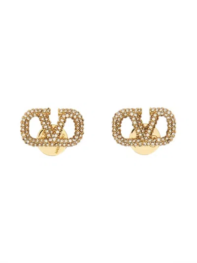 Valentino Garavani Swarovski Crystal Vlogo Signature Earrings In Yellow