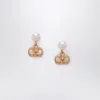Valentino Garavani Vlogo Signature Earrings With Pearl In Gold