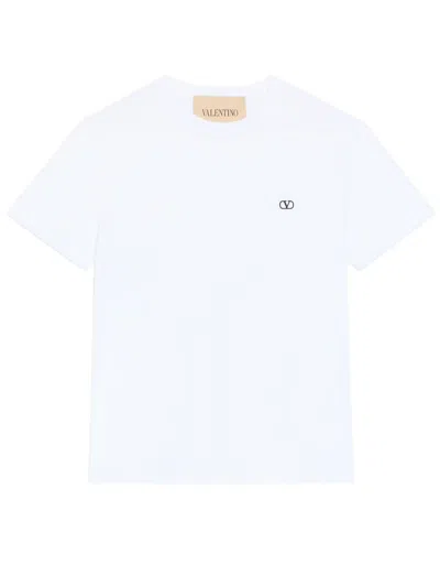 Valentino Garavani Vlogo Signature Embroidered Crewneck Sweatshirt In Bianco