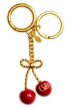Valentino Garavani Vlogo Signature Enamel Cherry Bag Charm In Gold