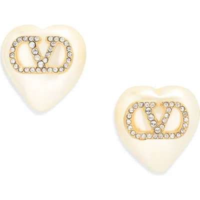 Valentino Garavani Vlogo Signature Faux Pearl Earrings In Gold