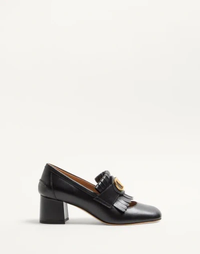 Valentino Garavani Vlogo Signature Fringed Calfskin Pumps 55mm Woman Black 40