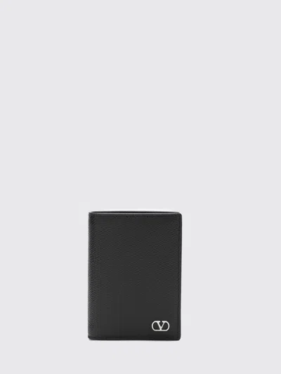 Valentino Garavani Vlogo Signature Grained Calfskin Bifold Wallet In Black