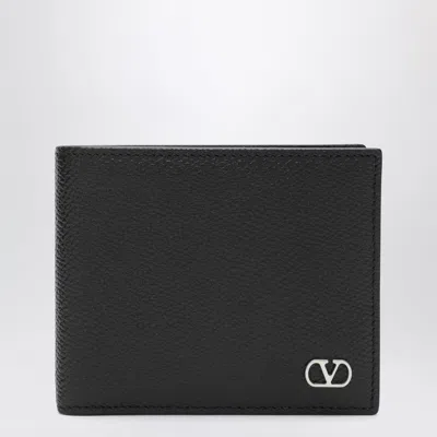 Valentino Garavani Vlogo Signature Grained Leather Mini Wallet In Black