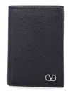 Valentino Garavani Vlogo Signature Grainy Calfskin Bi-fold Wallet In Black