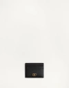 Valentino Garavani Vlogo Signature Grainy Calfskin Card Holder Woman Black Uni In Noir