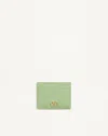 Valentino Garavani Vlogo Signature Grainy Calfskin Card Holder Woman Mint Uni In Green