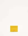 Valentino Garavani Vlogo Signature Leather Card Holder In Yellow