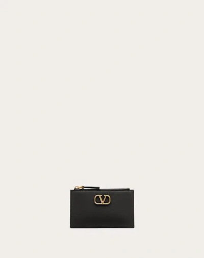 Valentino Garavani Vlogo Signature Grainy Calfskin Cardholder Woman Black Uni In ブラック