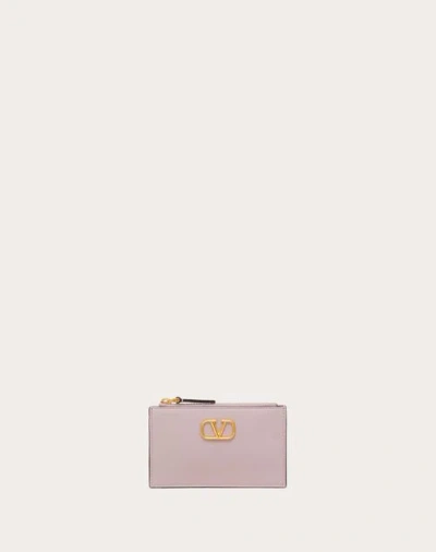 Valentino Garavani Vlogo Signature Grainy Calfskin Cardholder Woman Water Lilac Uni