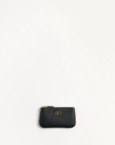 Valentino Garavani Vlogo Signature Grainy Calfskin Key Ring Woman Black Uni