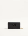 Valentino Garavani Vlogo Signature Grainy Calfskin Wallet With Chain Woman Black Uni In Black