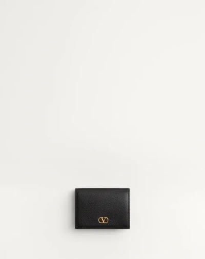 Valentino Garavani Vlogo Signature Grainy Calfskin Wallet Woman Black Uni