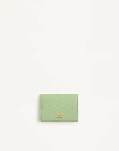 Valentino Garavani Vlogo Signature Grainy Calfskin Wallet Woman Mint Uni In Green