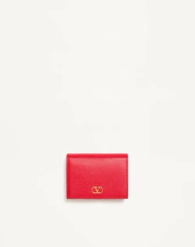 Valentino Garavani Vlogo Signature Grainy Calfskin Wallet Woman Rouge Pur Uni In Red