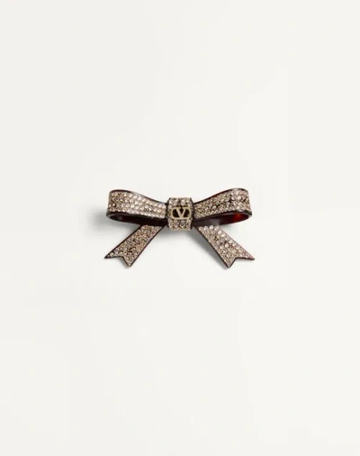 Valentino Garavani Vlogo Signature Haarspange Aus Kunstharz, Metall Und Kristallen Frau Multicolor U In Gray
