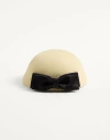 Valentino Garavani Vlogo Signature Hat In Lapin Fabric With Satin Bow Woman Cream/black 56