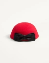 Valentino Garavani Vlogo Signature Hat In Lapin Fabric With Satin Bow Woman Red/black 57