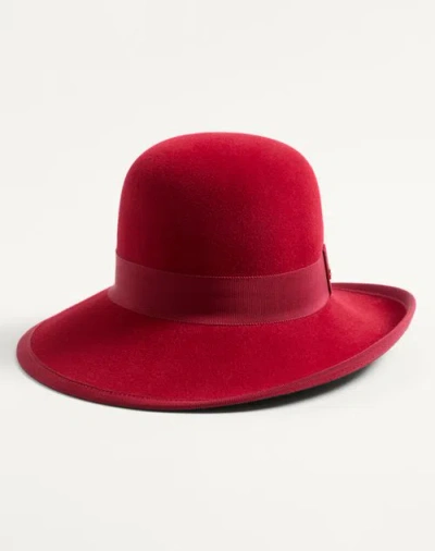Valentino Garavani Vlogo Signature Hat In Lapin Fabric Woman Cherry Red 56