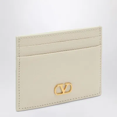 Valentino Garavani Vlogo Signature Ivory Credit Card Holder Women In White