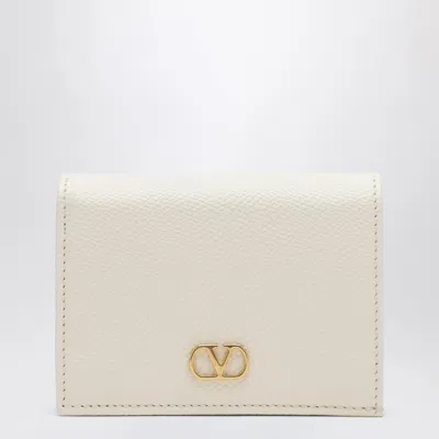 Valentino Garavani Vlogo Signature Ivory Leather Wallet In White