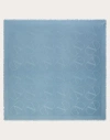 Valentino Garavani Vlogo Signature Jacquard Shawl In Silk And Wool 140x140 Cm Woman Azure Uni