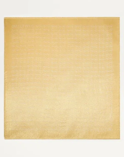 Valentino Garavani Vlogo Signature Jacquard Shawl In Silk, Cashmere And Lurex 140x140 Woman Gold/ivo In Gold/ivory