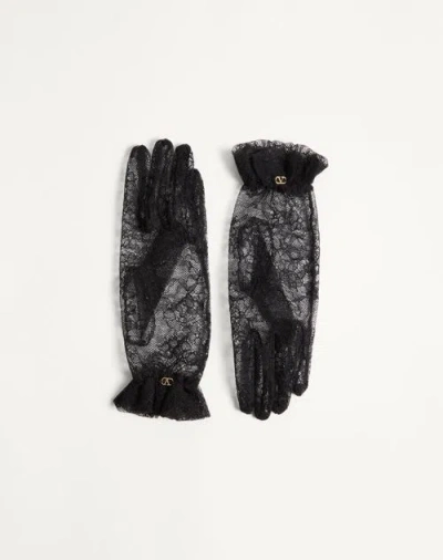 VALENTINO VALENTINO GARAVANI VLOGO SIGNATURE LACE GLOVES WOMAN BLACK/GOLD 7