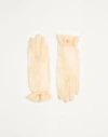 Valentino Women's Natural Glove With Golden Logo Lace In Butter/gold