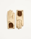 Valentino Garavani Vlogo Signature Laminated Nappa Gloves Woman Gold 7 In Neutral