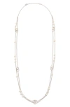 Valentino Vlogo Signature Metal Necklace With Pearls In Ice/white/grey