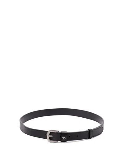 Valentino Garavani `vlogo Signature` Leather Belt In Black