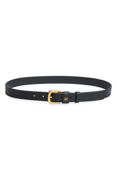 Valentino Garavani Vlogo Signature Leather Belt In Black