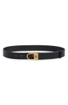 Valentino Garavani Vlogo Signature Belt In Shiny Calfskin 30 Mm With Enamelled Logo Detail Woman Bla In Black