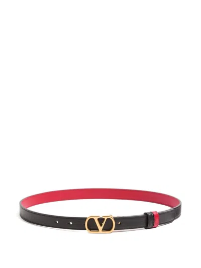 Valentino Garavani Vlogo Signature Leather Belt In Black