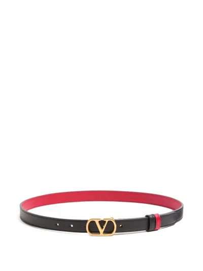 Valentino Garavani Vlogo Signature Leather Belt In Metallic