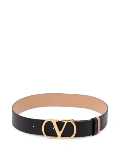 Valentino Garavani Vlogo Signature Leather Belt In Black