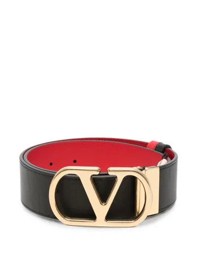 Valentino Garavani Vlogo Signature Leather Belt In Black