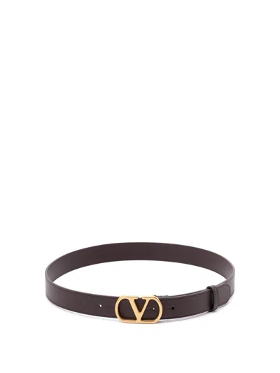 Valentino Garavani `vlogo Signature` Leather Belt In Brown