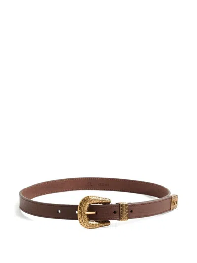 Valentino Garavani Vlogo Signature Leather Belt In Brown