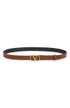 Valentino Garavani Vlogo Signature Leather Belt In Caramel