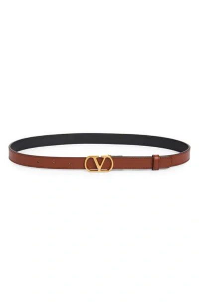 Valentino Garavani Vlogo Signature Leather Belt In Caramel