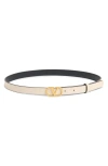 Valentino Garavani Vlogo Signature Belt In Shiny Calfskin 30 Mm Woman Ivory 095 In White Multi