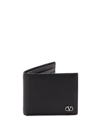 Valentino Garavani `vlogo Signature` Leather Billfold Wallet In Black